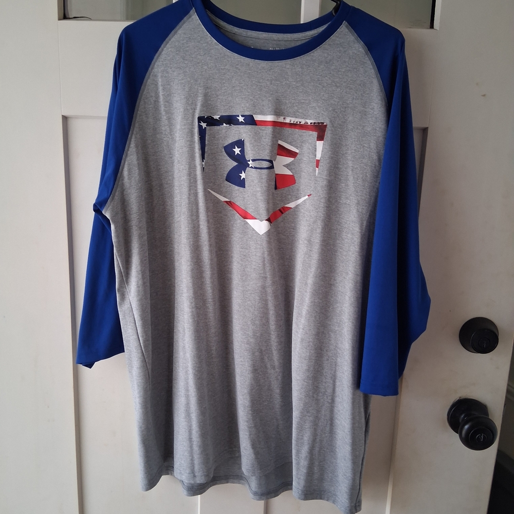 Under Armour Grey Shirt With USA Baseball Logo